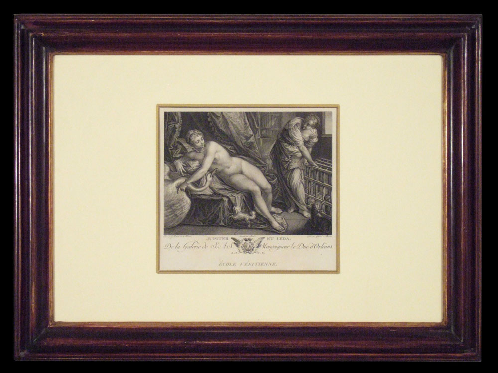 アンティーク版画 ギリシャ神話 『ゼウスとレダ』1774年