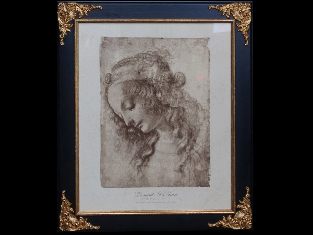 世界の名画 複製画 『女性の頭部』レオナルド・ダ・ヴィンチ