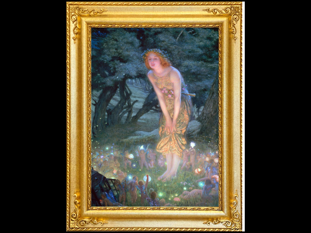 世界の名画 複製画 『真夏の夜』エドワード・ロバート・ヒューズ 1908年