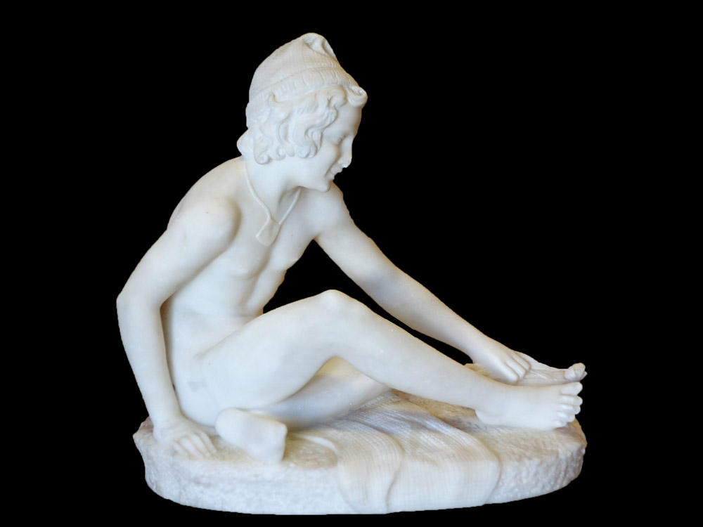 大理石像 『亀と戯れるナポリの少年』 フランソワ・リュード